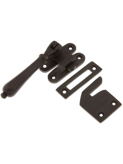 Solid Brass Casement Window Latch With Pendant Handle In Oil Rubbed Bronze.